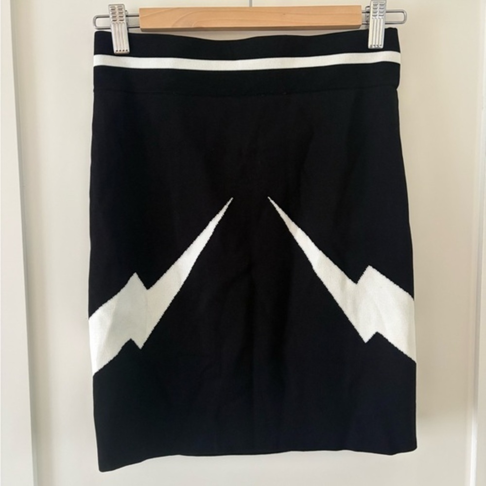 Neil Barrett Thunderbolt Mini Skirt Black White bodycon edgy designer XS S